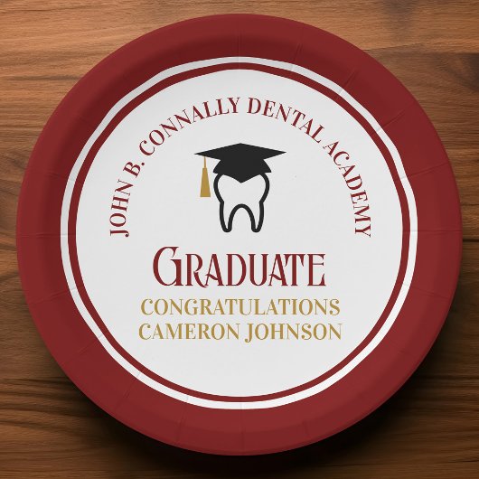 Assiettes En Carton Maroon Dental School Custom Graduation Party