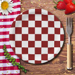 Assiettes En Carton Maroon et blanc À damiers Vintage<br><div class="desc">Maroon et blanc À damiers Vintage</div>