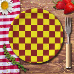 Assiettes En Carton Maroon et Jaune À damiers Vintage<br><div class="desc">Maroon et Jaune À damiers Vintage</div>