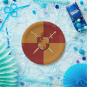 Assiettes En Carton Maroon & Gold Royal Knight Griffin Shield Fête (Fête)