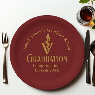 Assiettes En Carton Maroon Gold Vétérinaire de l'école de la partie de