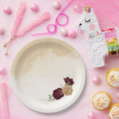 Assiettes En Carton Maroon vert beige or botanique mariage (Fête)