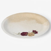 Assiettes En Carton Maroon vert beige or botanique mariage (Angle)