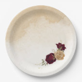 Assiettes En Carton Maroon vert beige or botanique mariage (Devant)