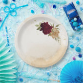 Assiettes En Carton Maroon vert beige or botanique mariage (Fête)