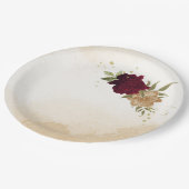 Assiettes En Carton Maroon vert beige or botanique mariage (Angle)