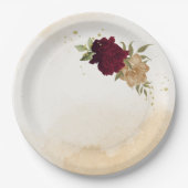 Assiettes En Carton Maroon vert beige or botanique mariage (Devant)