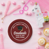 Assiettes En Carton Maroon White Graduate Custom 2025 Graduation Party (Fête)