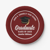 Assiettes En Carton Maroon White Graduate Custom 2025 Graduation Party (Devant)