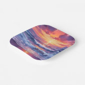 Assiettes En Carton Marque violette | Violet Sunset Ocean Waves Peint (Angulaire)