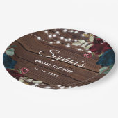 Assiettes En Carton Marsala & Fleurs de marine Fête des mariées rustiq (Angle)