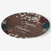 Assiettes En Carton Marsala & Marine Rustic Wood Mariage (Angle)