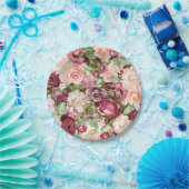 Assiettes En Carton Marsala Maroon Bourgogne Fleurs Florales Rustiques (Fête)