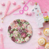 Assiettes En Carton Marsala Maroon Bourgogne Fleurs Florales Rustiques (Fête)