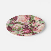 Assiettes En Carton Marsala Maroon Bourgogne Fleurs Florales Rustiques (Angle)