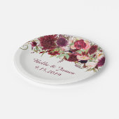 Assiettes En Carton Marsala Rouge Bourgogne Florale Mariage Plaque pap (Angle)