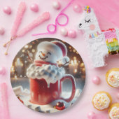 Assiettes En Carton Marshmallow Snowman Dans Chocolat Chaud (Fête)