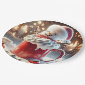 Assiettes En Carton Marshmallow Snowman Dans Chocolat Chaud (Angle)