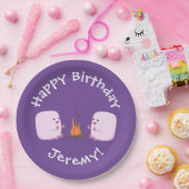 Assiettes En Carton Marshmallows mignons roses par dessin animé sur le (Fête)