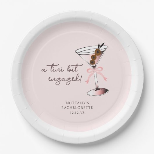 Assiettes En Carton Martini bit engagé Martini Pink Bachelorette (Devant)