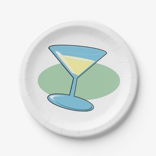 Assiettes En Carton Martini Boire Dans Une Plaque En Verre (Devant)