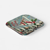 Assiettes En Carton Martini de Noël Retro les années 50 Cranberry (Angulaire)