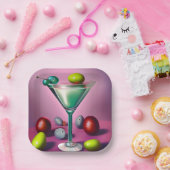 Assiettes En Carton Martini Green Retro (Fête)