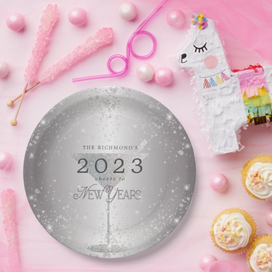 Assiettes En Carton Martini Silver Parties scintillant Nouvel An Sove  (Fête)