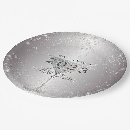 Assiettes En Carton Martini Silver Parties scintillant Nouvel An Sove  (Angle)