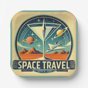 Assiettes En Carton Martini Space Travel 1957 New Worlds Logo