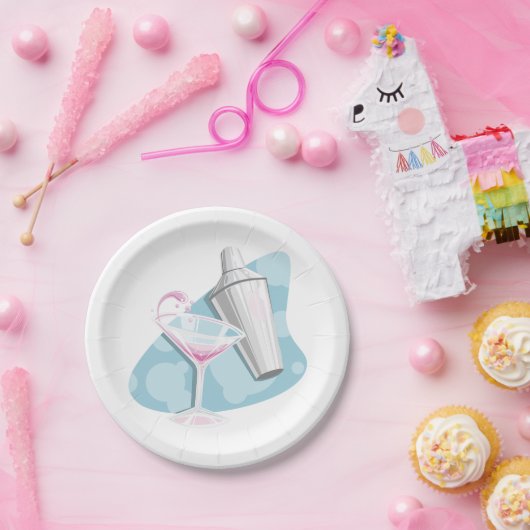 Assiettes En Carton Martini Verre Et Shaker (Fête)
