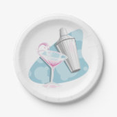 Assiettes En Carton Martini Verre Et Shaker (Devant)