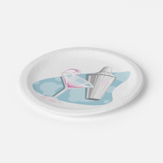 Assiettes En Carton Martini Verre Et Shaker (Angle)