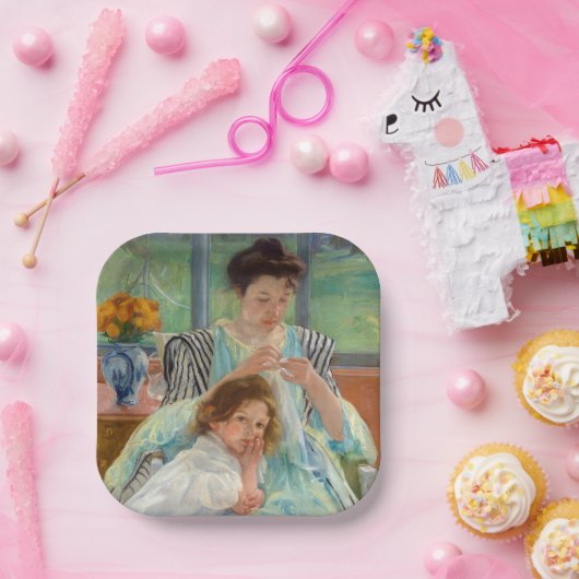 Assiettes En Carton Mary Cassatt - Jeune mère coudre (Fête)