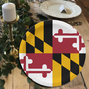 Assiettes En Carton Maryland Plaques Drapeaux, fête, sports, Maryland
