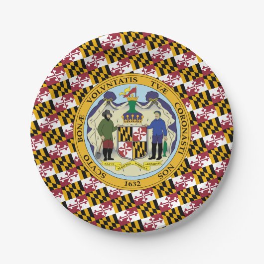 Assiettes En Carton Marylander Flag & Seal Design, Flag of Maryland (Devant)