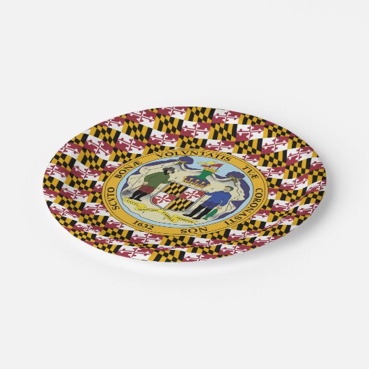 Assiettes En Carton Marylander Flag & Seal Design, Flag of Maryland (Angle)