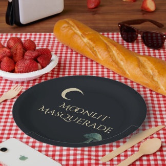 Assiettes En Carton Mascarade au Clair de Lune Élégant Halloween