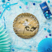 Assiettes En Carton Mascarade d'or Masque élégant bal Anniversaire (Fête)