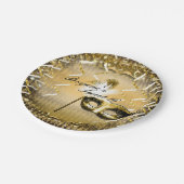 Assiettes En Carton Mascarade d'or Masque élégant bal Anniversaire (Angle)