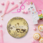 Assiettes En Carton Mascarade d'or Masque & Snowflakes d'hiver élégant (Fête)