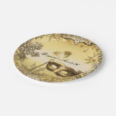 Assiettes En Carton Mascarade d'or Masque & Snowflakes d'hiver élégant (Angle)