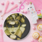 Assiettes En Carton Mascarade Mardi Gras Or Brossé (Fête)