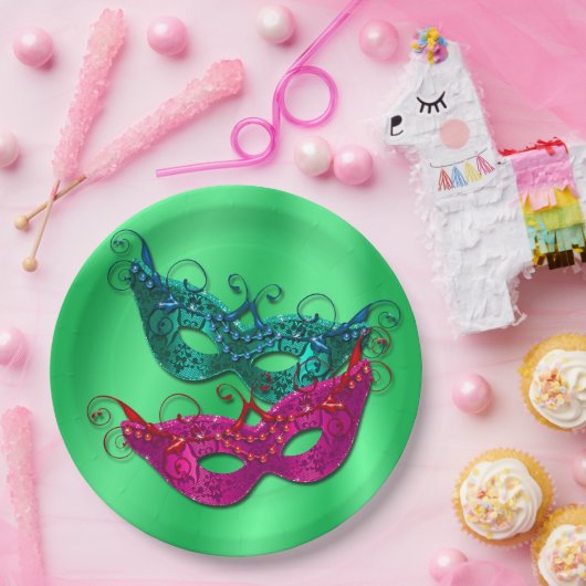 Assiettes En Carton Mascarade Mascarade Mascarade Plaques de papier à (Fête)