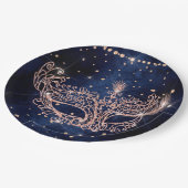 Assiettes En Carton Mascarade masque élégant rose or parties scintilla (Angle)