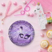 Assiettes En Carton Mascarade violet Mascarade Masque Élégant bal (Fête)