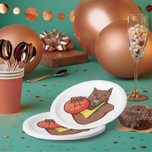 Assiettes En Carton Mascotte de basket-ball sauvage Fierce