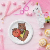 Assiettes En Carton Mascotte de basket-ball sauvage Fierce (Fête)