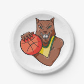 Assiettes En Carton Mascotte de basket-ball sauvage Fierce (Devant)