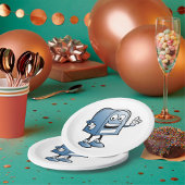 Assiettes En Carton Mascotte de boîte aux lettres joyeux bleu caractèr